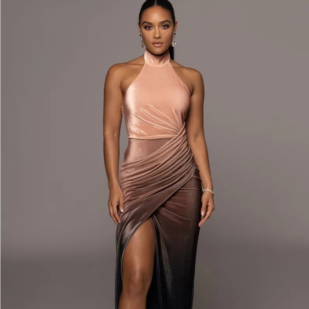JLUXLABEL | Dream Chaser Slit Dress Brown